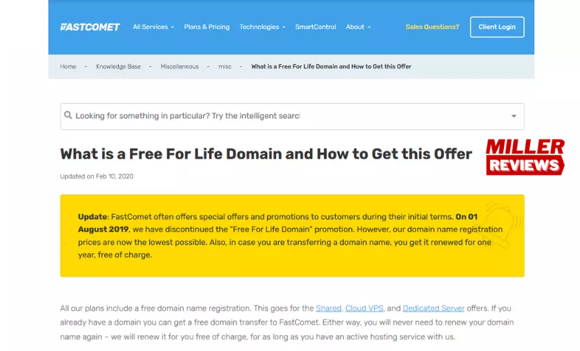 FastComet – Only Sort of Does Free Domains - Millers Reviews