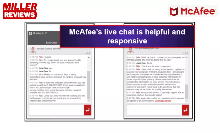 McAfee Customer Support  - Millers Reviews